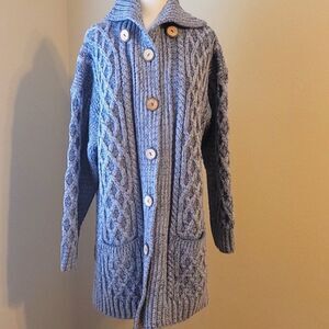 - Unisex Kilronan knits Marino wool cardigan.